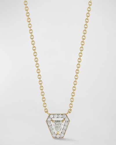 WALTERS FAITH 18k Gold Keynes Shield Diamond Pendant Necklace - White