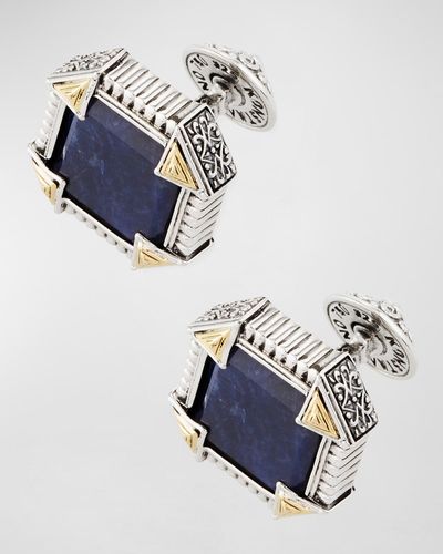 Konstantino Silver 18k Gold Cuff Links With Sodalite - Blue