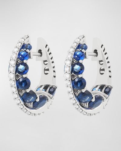 Miseno Procida 18k White Gold Earrings With White Diamonds And Blue Sapphires