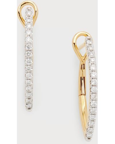 Frederic Sage 18k Yellow Gold Small Half Diamond Polished Inside Marquise Earrings - White