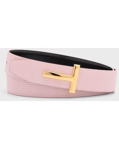Tom Ford T Reversible Leather Belt - Pink