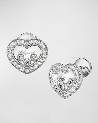 Chopard Happy Diamonds Icons 18k White Gold Heart Earrings - Metallic
