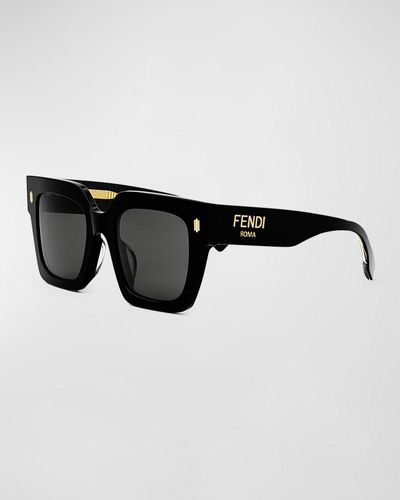 Fendi Roma Square Acetate Sunglasses - Black