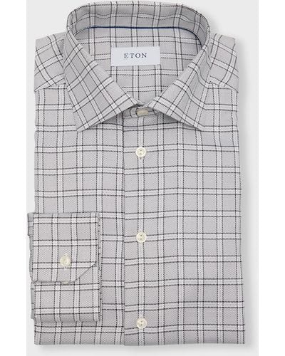 Eton Slim Fit Check-Print Dress Shirt - Gray