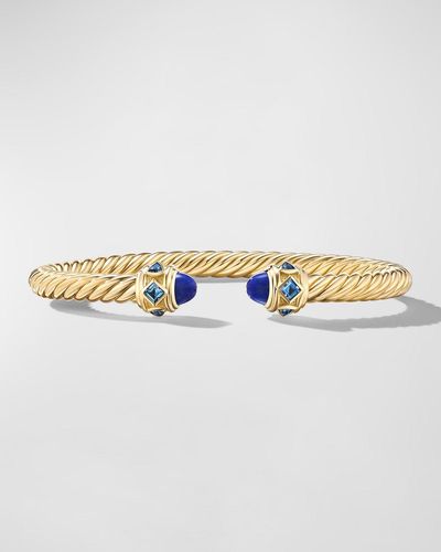 David Yurman Renaissance Cable Bracelet With Gemstones In 18k Gold, 5mm, Size L - Metallic