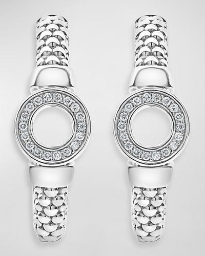Lagos Caviar Spark Diamond Circle Half-Hoop Earrings - Metallic