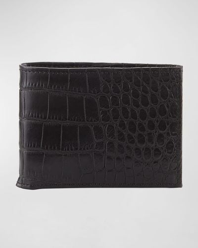 Abas Alligator Bi-Fold Wallet - Black