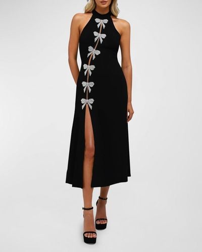 HELSI Katie Bow-Embellished A-Line Halter Midi Dress - Black
