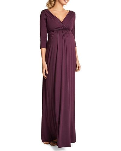 TIFFANY ROSE Maternity Willow Surplice 3/4-sleeve Jersey Gown - Purple