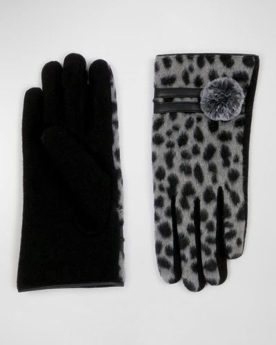 Pia Rossini Pauline Leopard-Print Gloves - Black