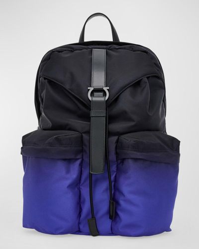 Ferragamo Gancio Medium Nylon Backpack - Blue