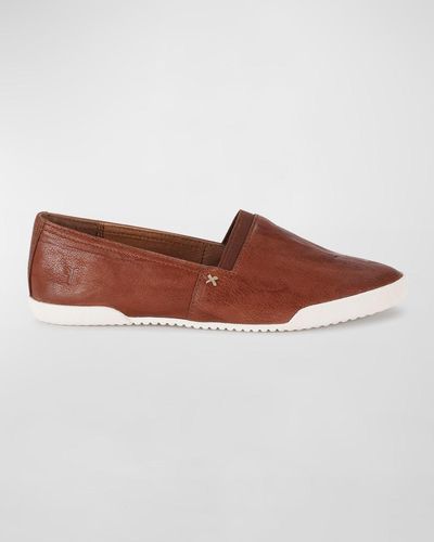 Frye Melanie Leather Slip-On Sneakers - Brown