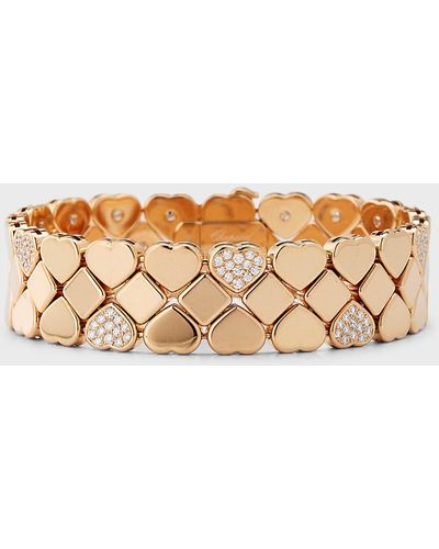 Chopard Happy Hearts 18k Rose Gold Diamond 3-row Bracelet - Natural