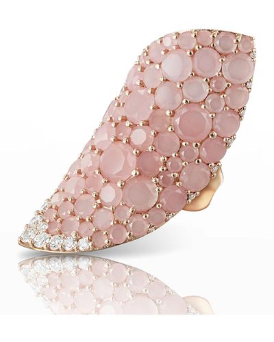 Pasquale Bruni 18k Rose Gold Lakshmi Chalcedony & Diamond Ring, Size 6.5-7 - Pink