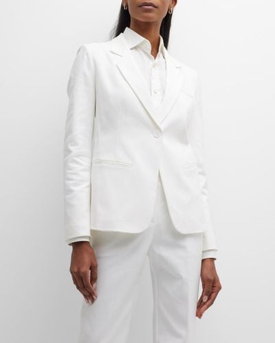 Emporio Armani Single-Button Stretch Cotton Blazer - White