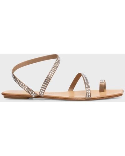Pedro Garcia Vilon Crystal Toe-Ring Flat Sandals - Metallic