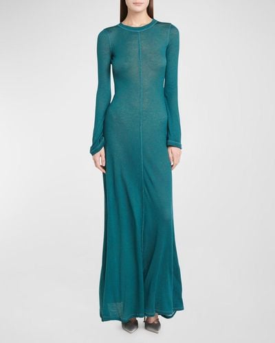 Giorgio Armani Cashmere Maxi Dress With Seamed Detail - Green