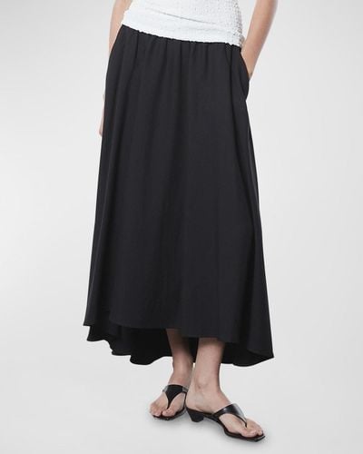 Enza Costa Twill Circle Midi Skirt - Black