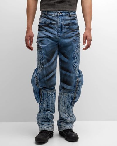 Who Decides War Raised Window Stacked Cargo Pants - Blue