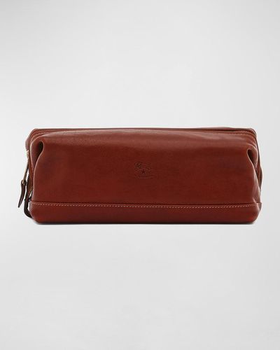 Il Bisonte Leather Travel Toiletry Case - Brown