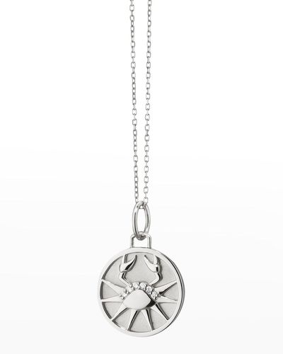 Monica Rich Kosann Sterling Cancer Zodiac Charm Necklace With Sapphires - White