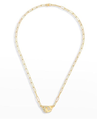 Dinh Van Yellow Gold Menottes R10 Medium Chain Necklace With 1 Side Diamond - Multicolor