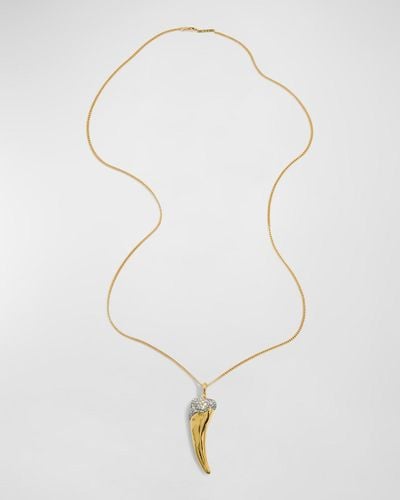 Alexis Solanales Crystal Horn Long Necklace - White