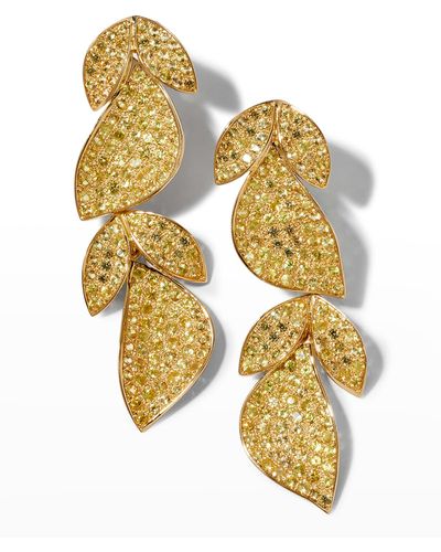 Alexander Laut Yellow Gold Yellow Sapphire Leaf Earrings - Metallic