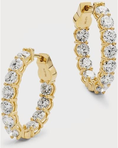 Neiman Marcus 18k Yellow Gold Gh/si Diamond Oval-shaped Earrings, 0.75"l - Metallic