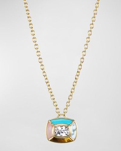 Emily P. Wheeler Mini Patchwork Necklace In 18k Yellow Gold And Topaz, 16"l - White