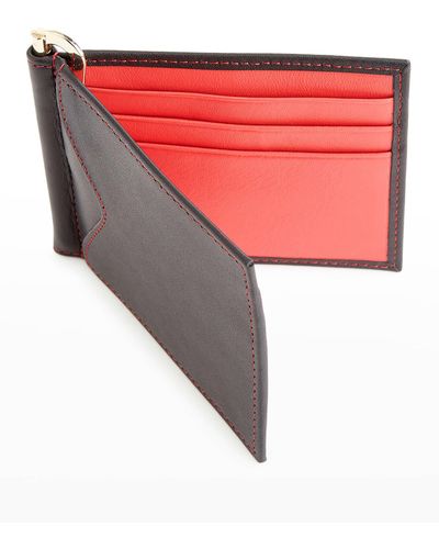 ROYCE New York Personalized Leather Rfid-blocking Money Clip - Red