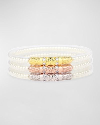 BuDhaGirl Pearlescent Three Queens Stack Bracelets - White