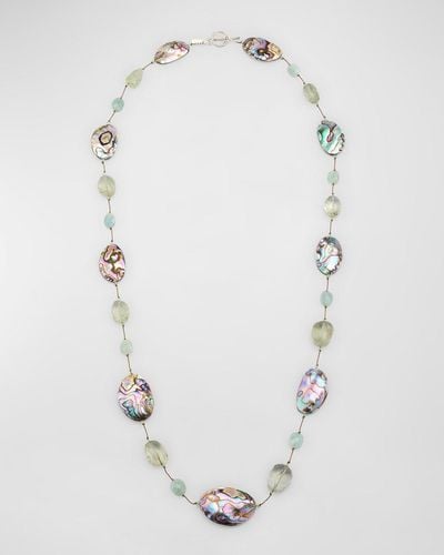 Margo Morrison Limited Edition Abalone, Amethyst And Aquamarine Necklace - White