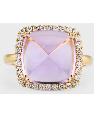 David Kord 18k Yellow Gold Ring With Amethyst And Diamonds, Size 7, 8.52tcw - Pink