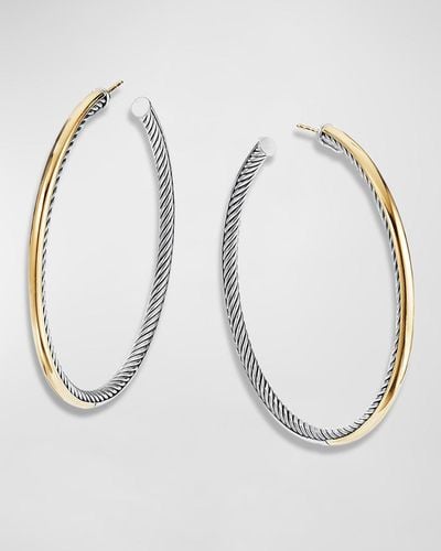David Yurman Sculpted Cable Hoop Earrings With 18K - Metallic