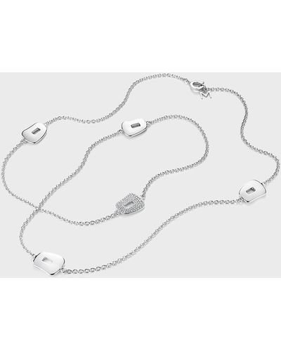 Mattioli Puzzle 18k White Gold Necklace With Diamond Station - Natural