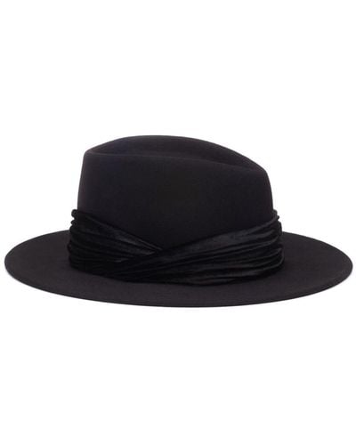Eugenia Kim Blaine Wool Fedora Hat W/ Velvet Band - Black