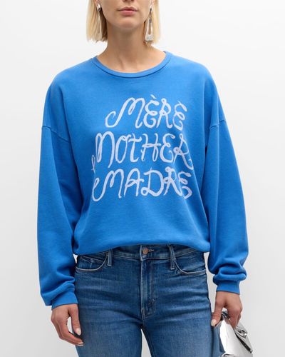 Mother The Drop Square Graphic Crewneck Sweatshirt - Blue