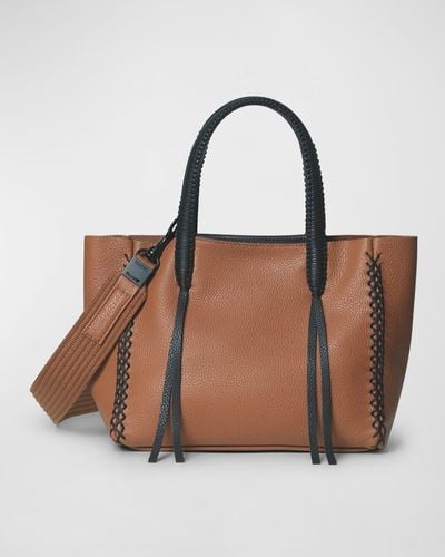 Callista Mini Braided Leather Tote Bag - Brown