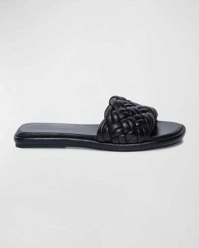 Bernardo Braided Leather Flat Slide Sandals - Blue