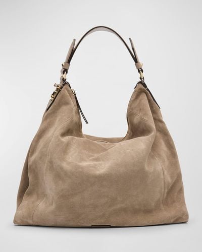 Jimmy Choo Ana Zip Leather Hobo Bag - Natural