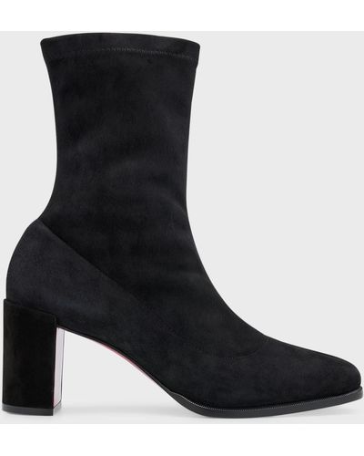 Christian Louboutin Adoxa Stretch Suede-Sole Booties - Black
