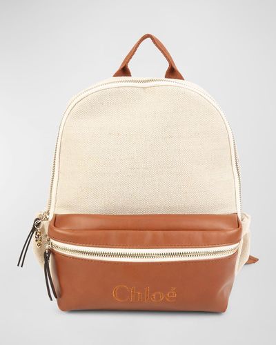 Chloé Girl's Canvas And Leather Backpack - Natural