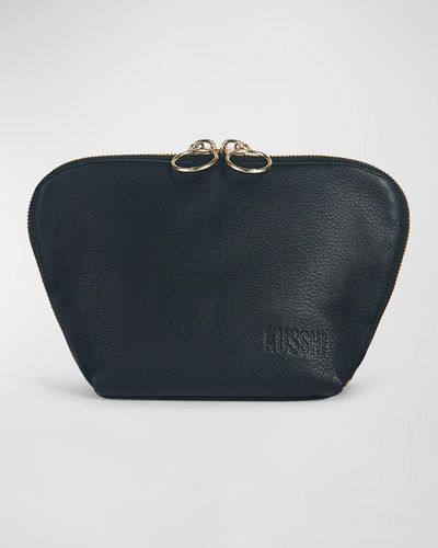 KUSSHI Everyday Leather Makeup Bag - Blue