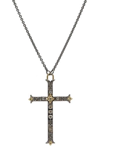 Armenta Old World Diamond Large Cross Pendant Necklace - Metallic