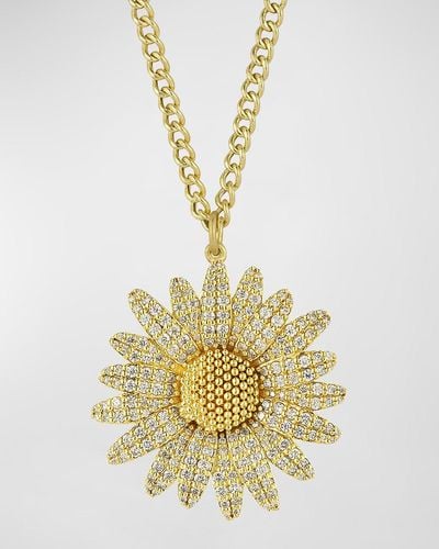 Tanya Farah 18k Yellow Gold Diamond Daisy Pendant - Metallic