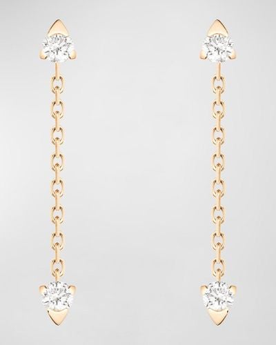 Piaget Sunlight 18k Rose Gold Diamond Chain Drop Earrings - White