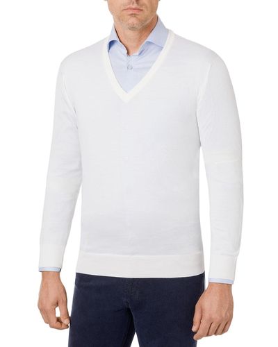 Stefano Ricci V-Neck Wool-Silk Sweater - White