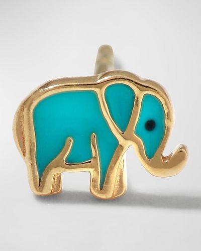 Sydney Evan 14k Mini Elephant Enamel Single Stud Earring - Blue