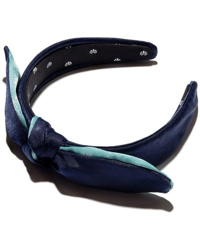 Lele Sadoughi Velvet Colorblock Knot Bow Headband - Blue